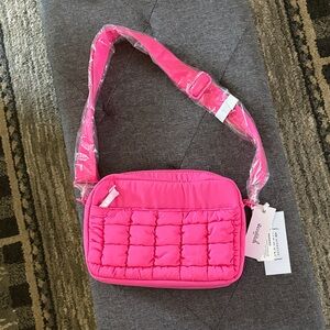 Pink Quilted Crossbody Bag ecostitch